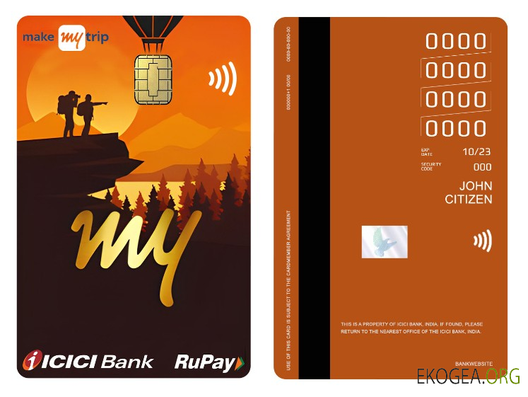 Inde Icici Bank RuPay MakeMyTrip carte de crédit verticale